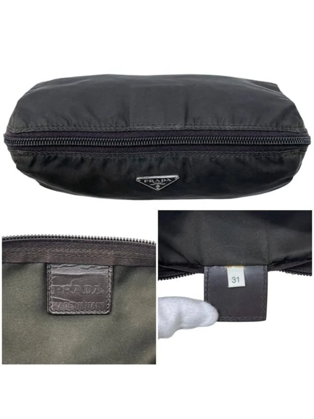 Prada Pouch Dark Brown Burnt Tessuto Case Nylon 31 Zipper